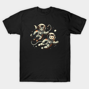 Cosmic Cats Astronaut T-Shirt - Space Explorer Kitties Tee T-Shirt